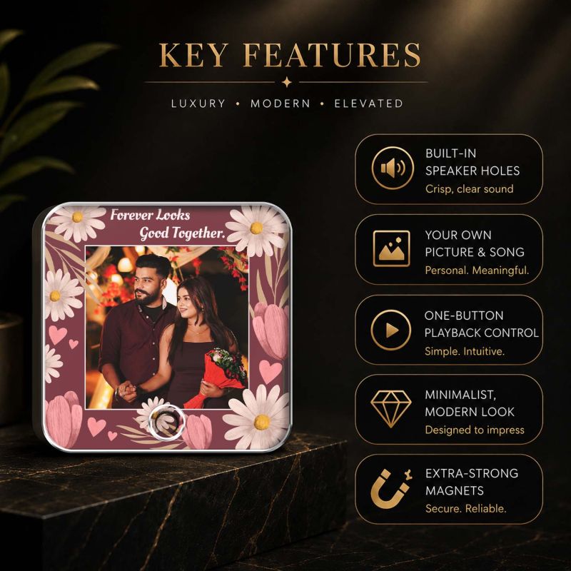 Birthday Gift for Wife Husband Girlfriend Boyfriend Personalized Musical Fridge Magnet with Custom Photo and Song Memory Couple Photo Fridge Magnet